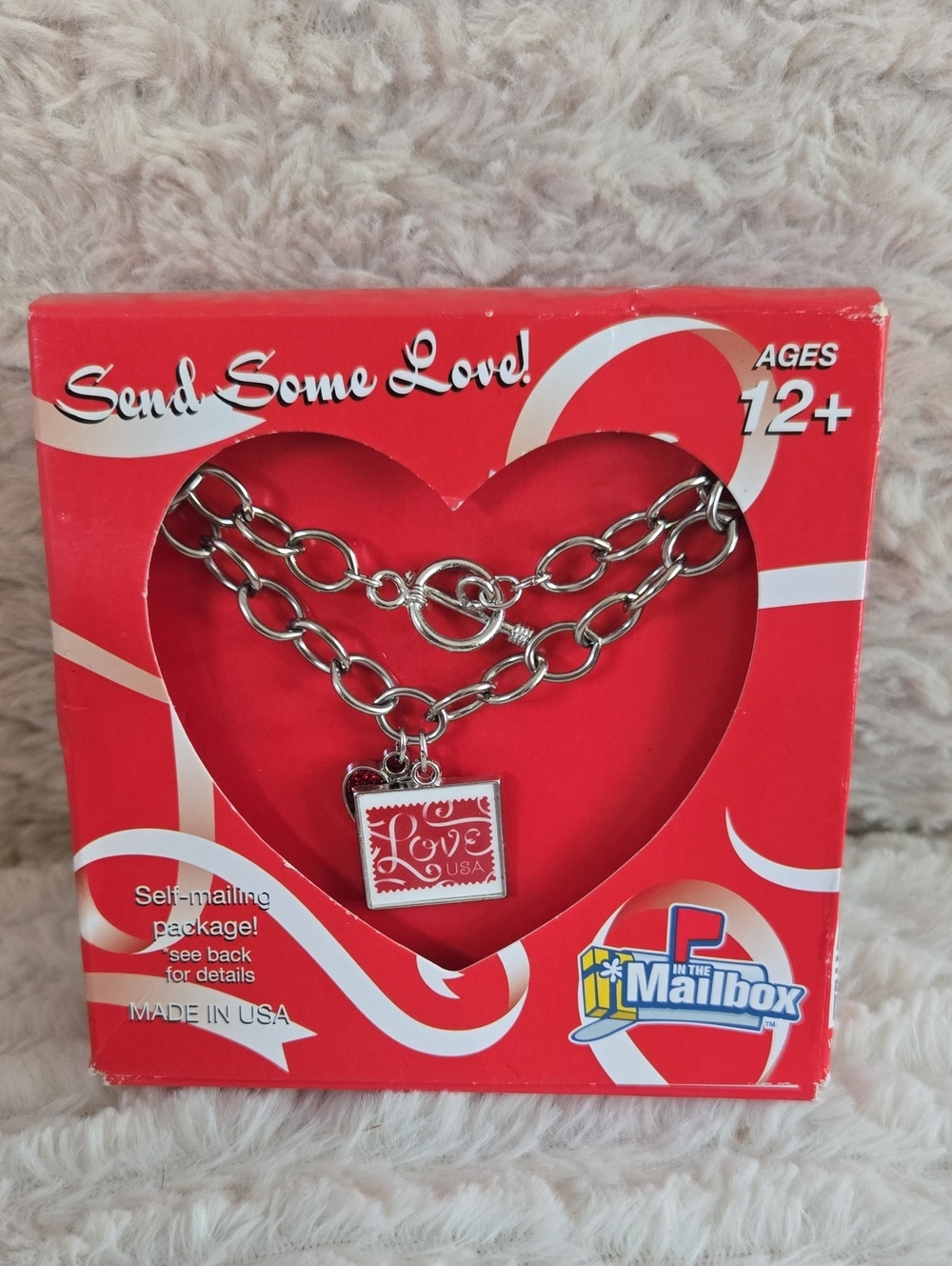 Silver Tone 'Love' Charm Bracelet - Red Accent